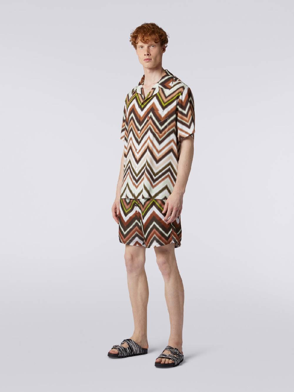 Missoni Camicia a maniche corte in viscosa con stampa chevron Outlet