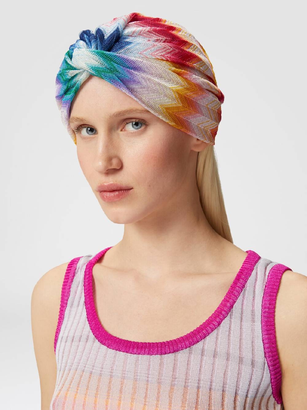 Missoni Turbante in viscosa chevron con lamé Italia