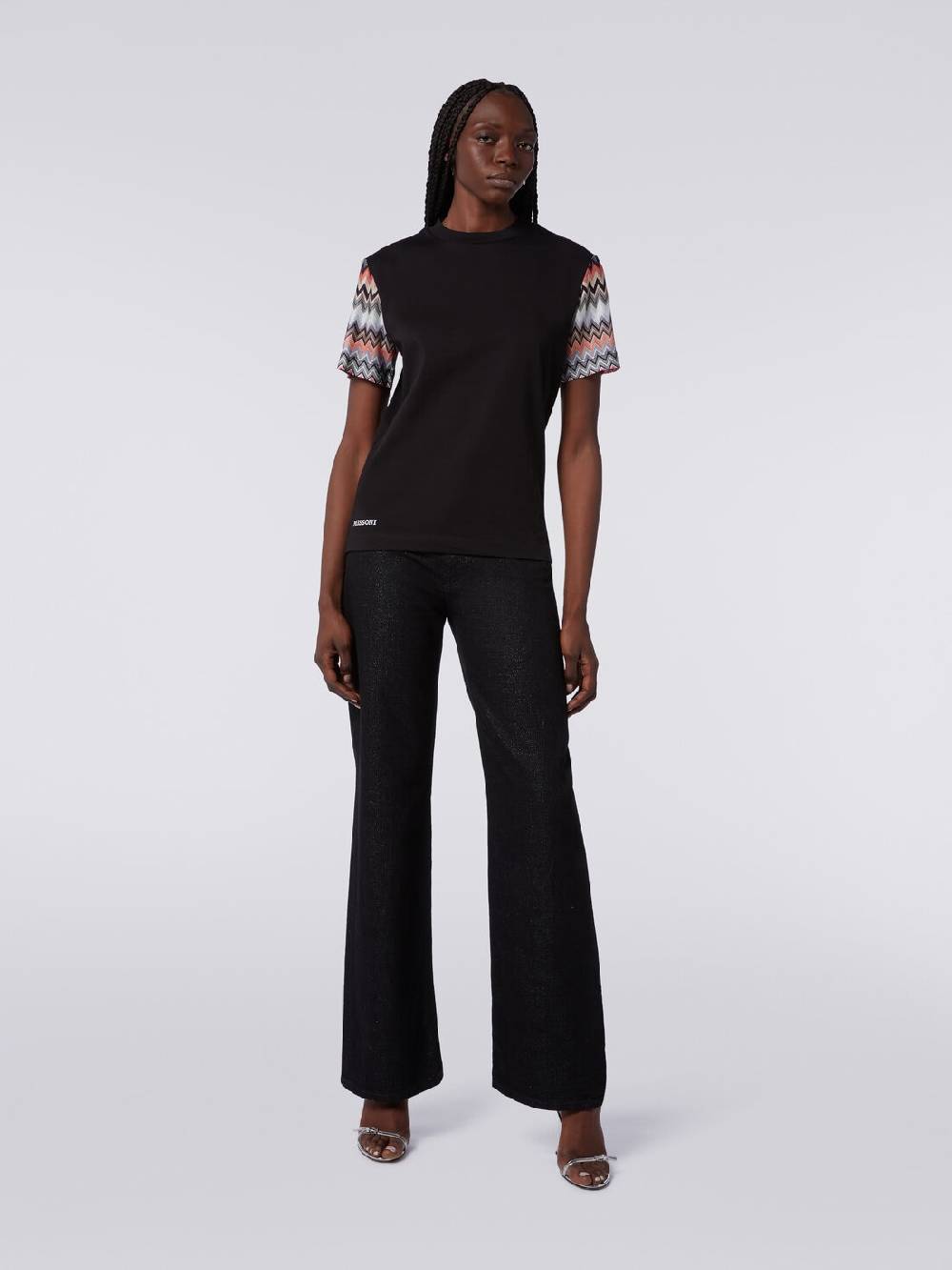 Missoni T-shirt girocollo in cotone con inserti zig zag 2025