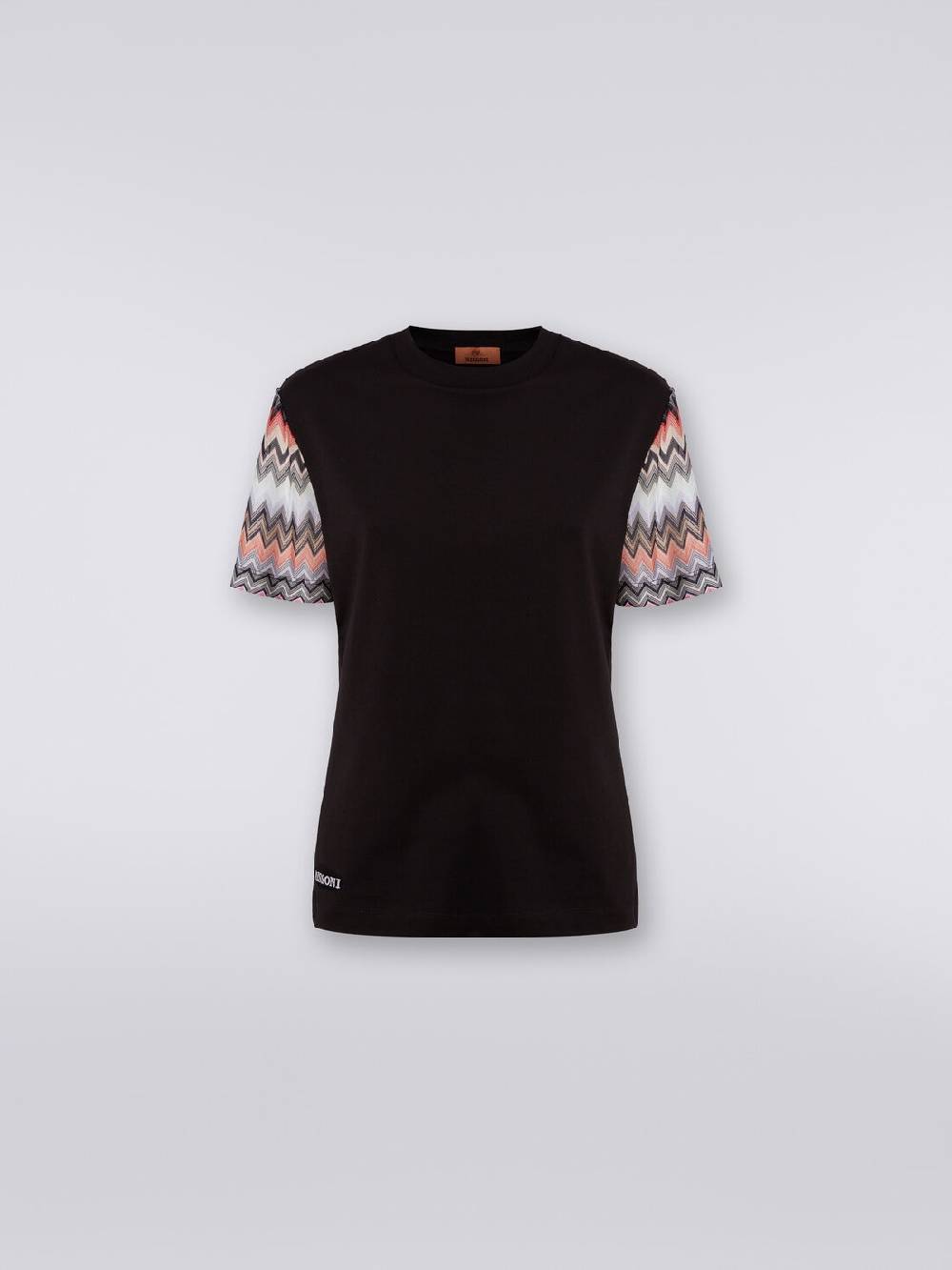 Missoni T-shirt girocollo in cotone con inserti zig zag 2025