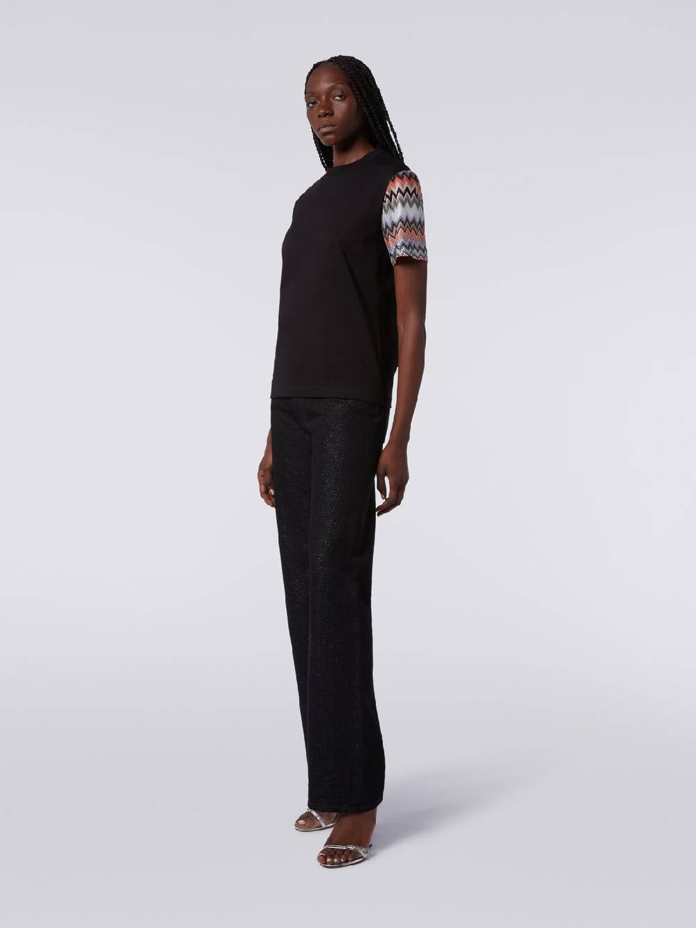 Missoni T-shirt girocollo in cotone con inserti zig zag 2025