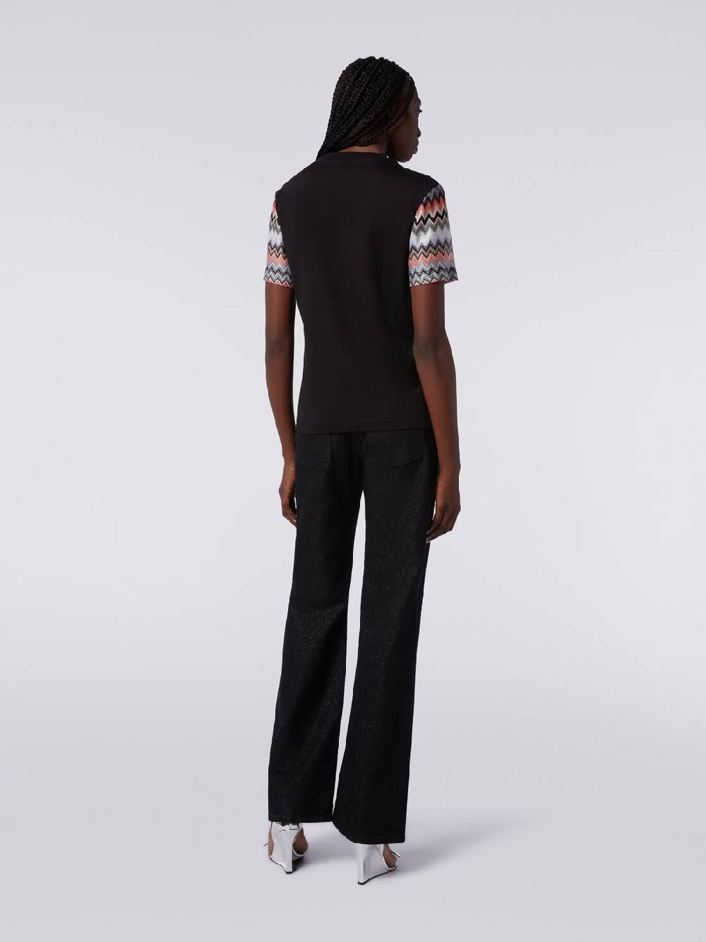 Missoni T-shirt girocollo in cotone con inserti zig zag 2025