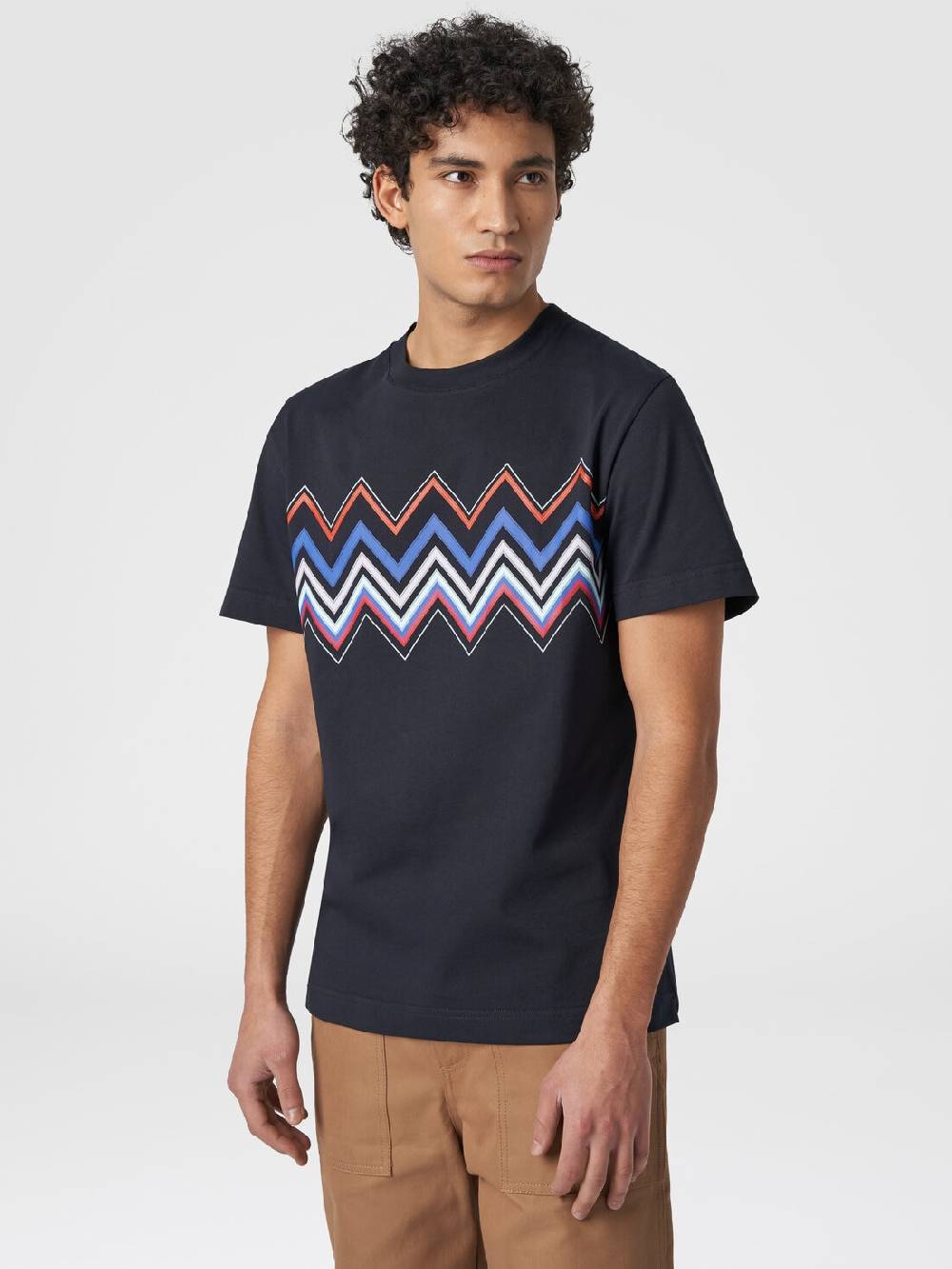 Missoni T-shirt a maniche corte in cotone con stampa zig zag Qualità