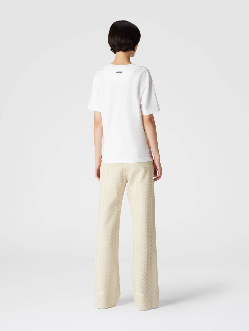 Missoni T-shirt in jersey di cotone con inserti chevron Fino Al -60%