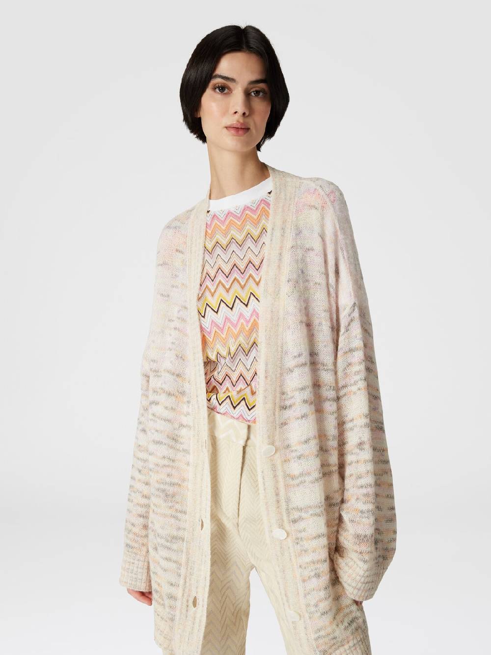 Missoni T-shirt in jersey di cotone con inserti chevron Fino Al -60%