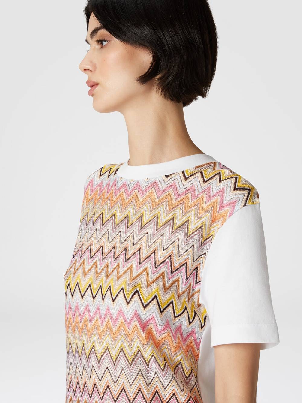 Missoni T-shirt in jersey di cotone con inserti chevron Fino Al -60%