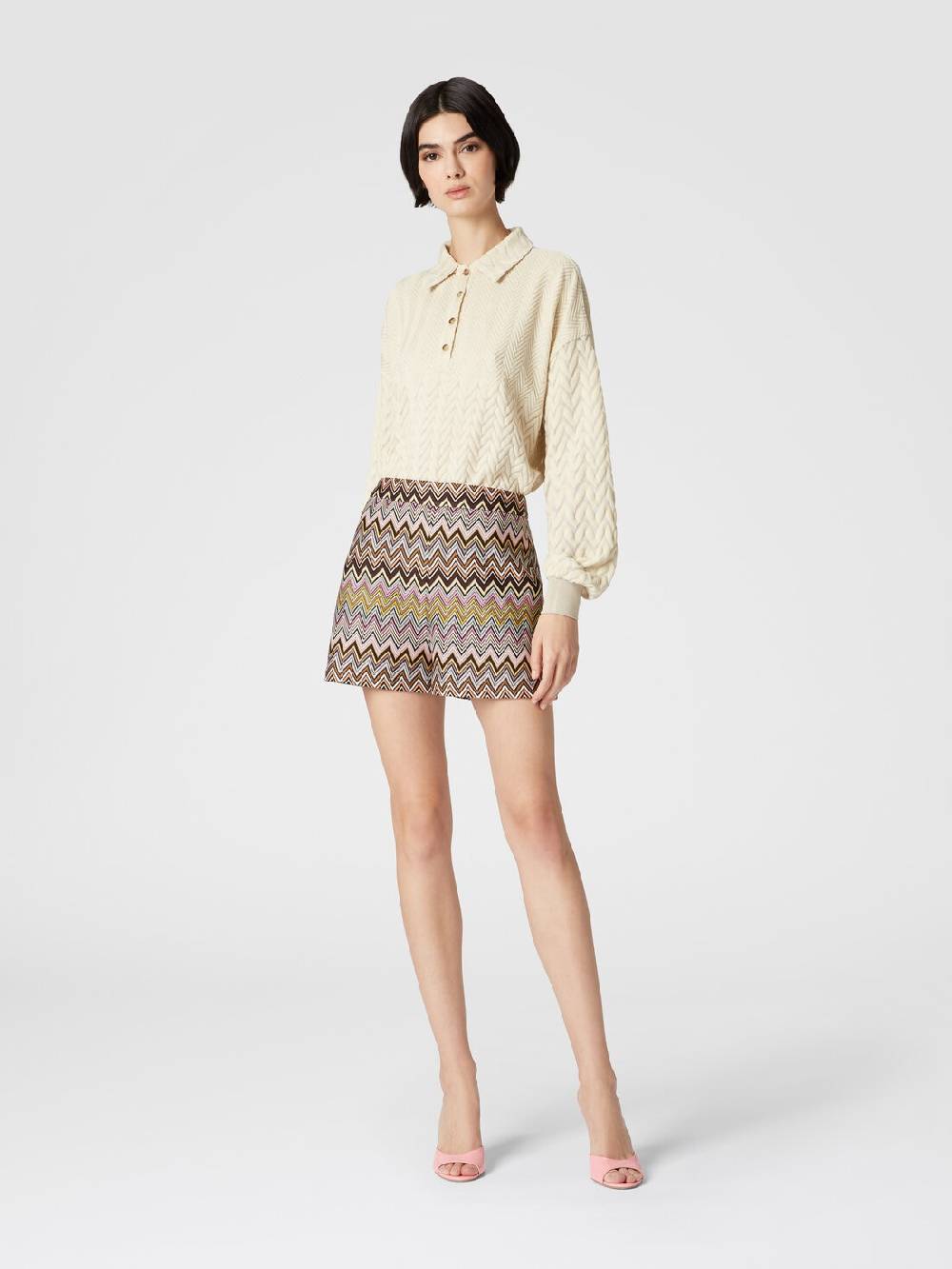 Missoni Polo a maniche lunghe con chevron tono su tono Sottocosto