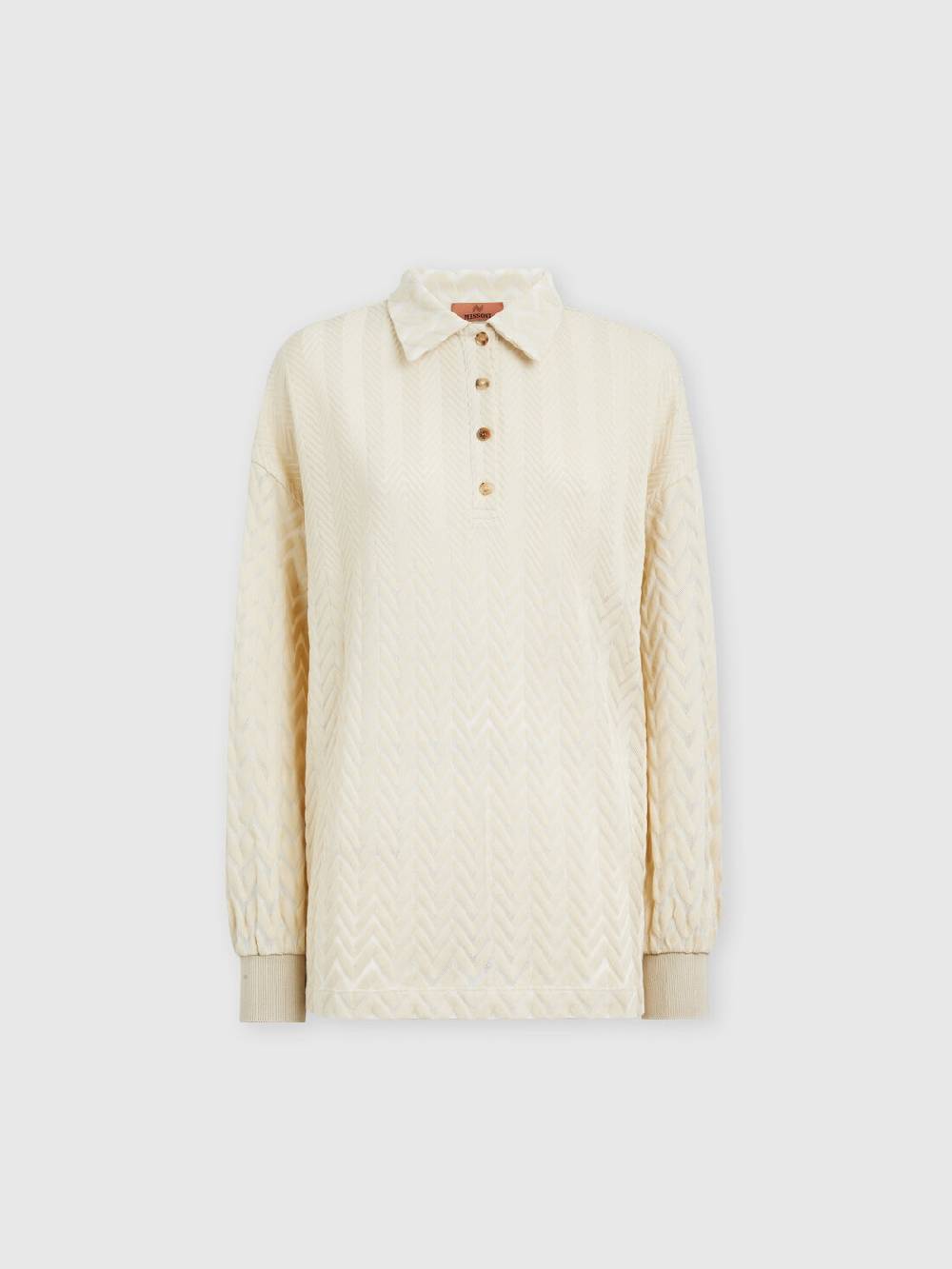 Missoni Polo a maniche lunghe con chevron tono su tono Sottocosto