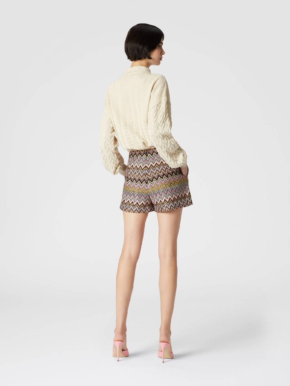 Missoni Polo a maniche lunghe con chevron tono su tono Sottocosto