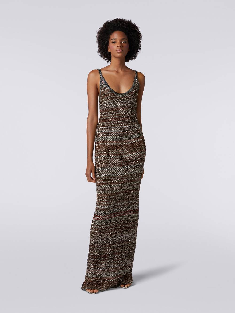 Missoni Abito lungo in maglia zig zag con trama effetto uncinetto