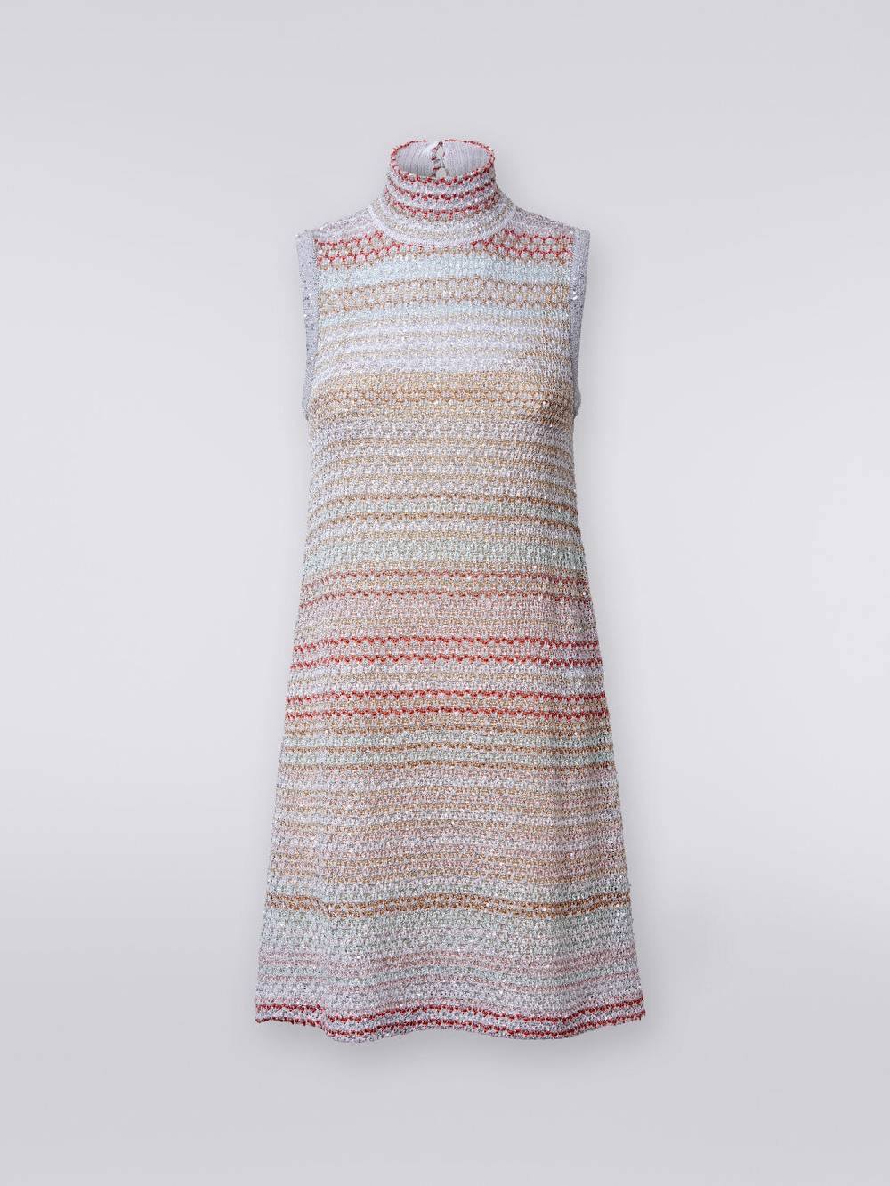 Missoni Mini-abito in maglia a rete con collo alto e applicazione di paillettes Offerte