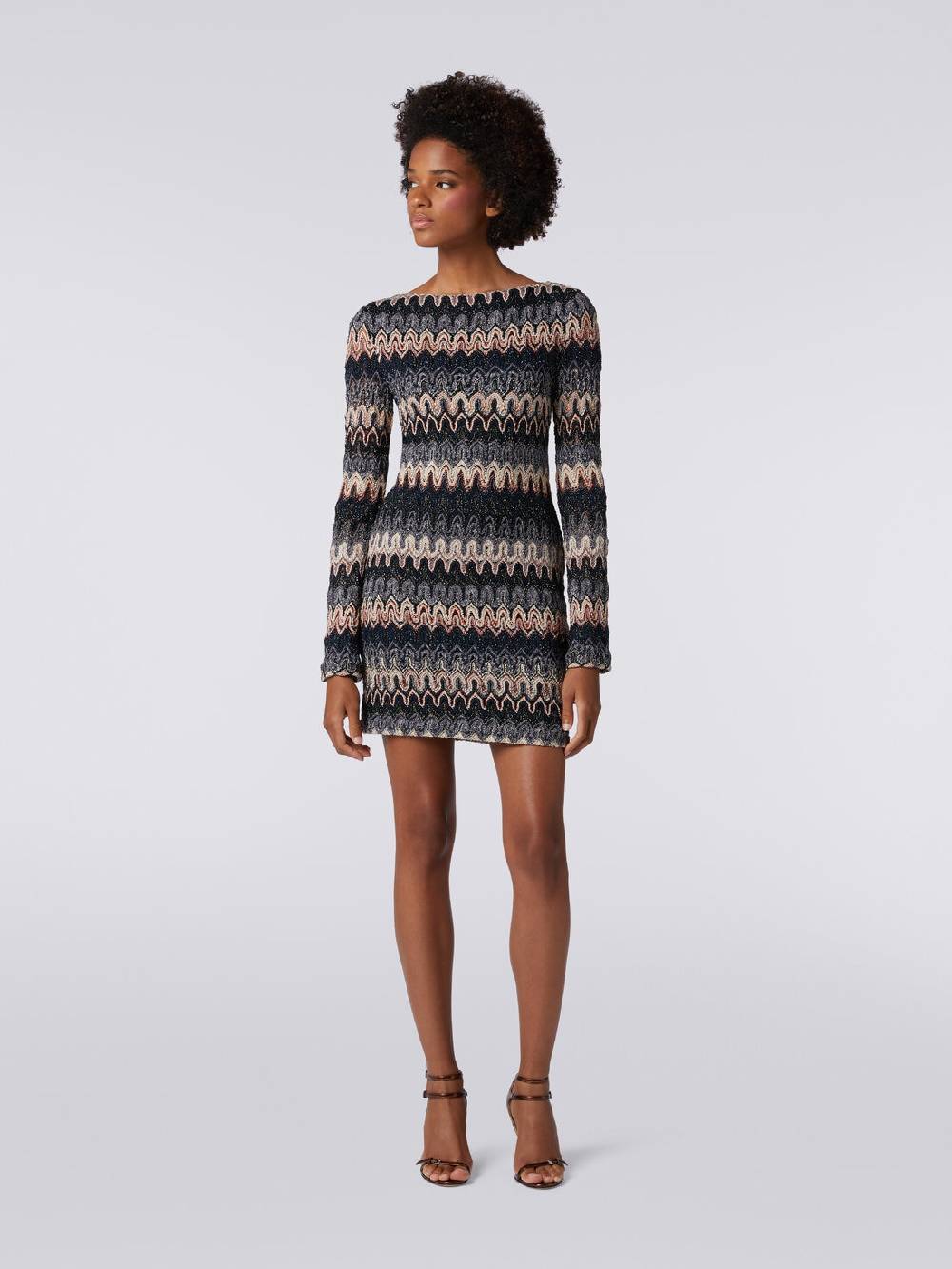 Missoni Mini-abito a maniche lunghe in misto viscosa motivo a onde