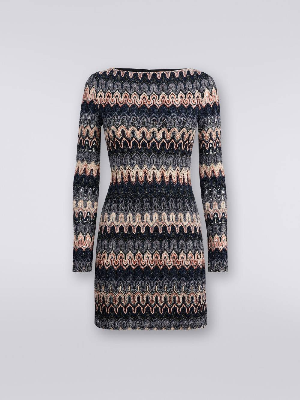 Missoni Mini-abito a maniche lunghe in misto viscosa motivo a onde Vendita Economica