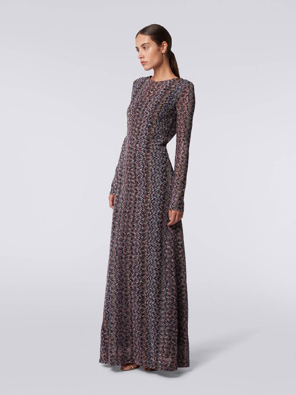 Missoni Abito lungo con scollatura a V posteriore in viscosa chevron con lurex Saldi Di Fabbrica