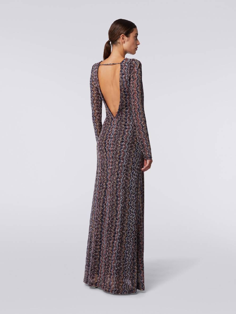 Missoni Abito lungo con scollatura a V posteriore in viscosa chevron con lurex Saldi Di Fabbrica