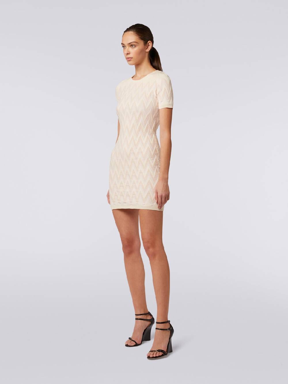 Missoni Abito girocollo in cotone chevron con lurex Vendite Flash