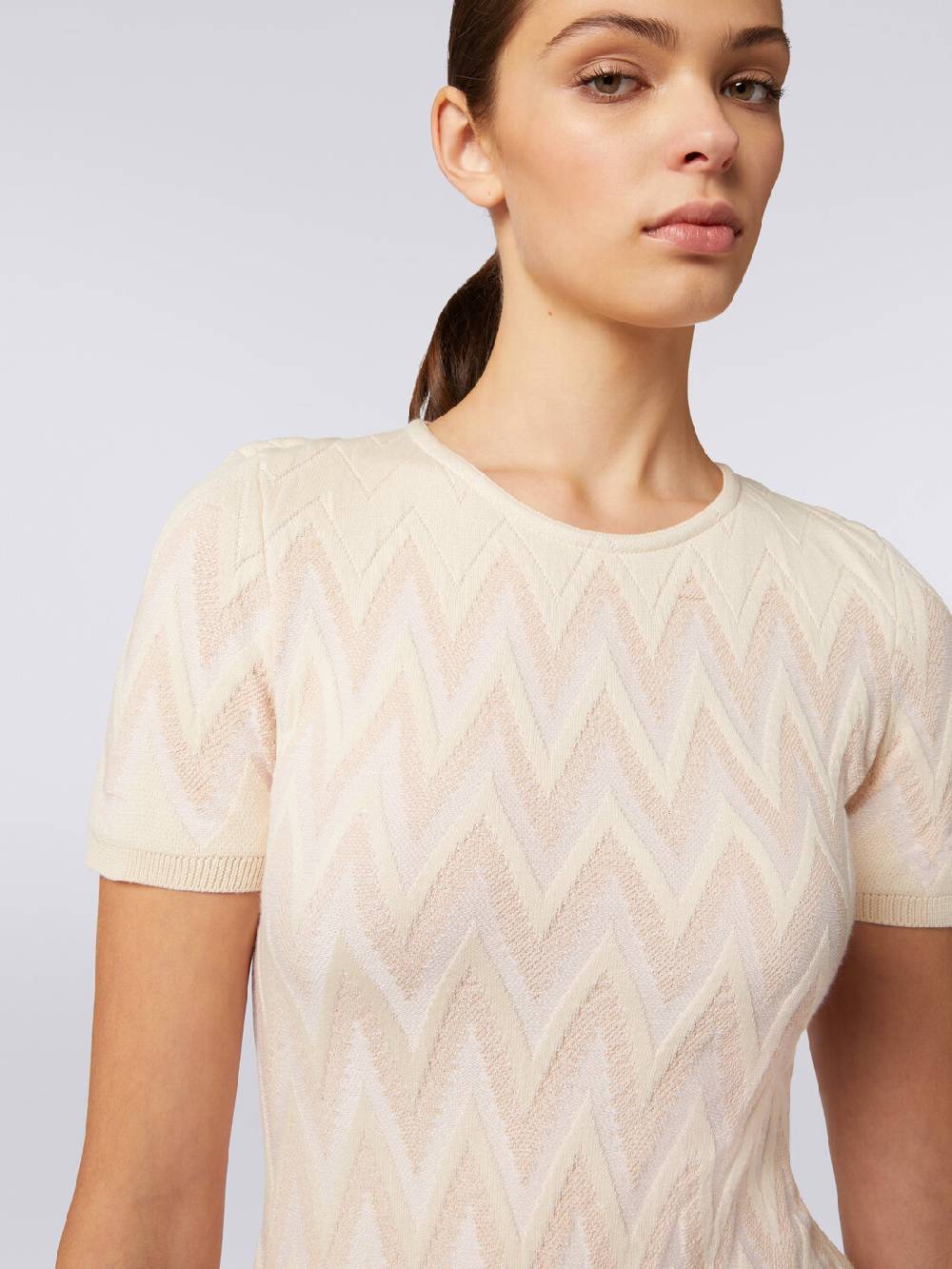 Missoni Abito girocollo in cotone chevron con lurex Vendite Flash