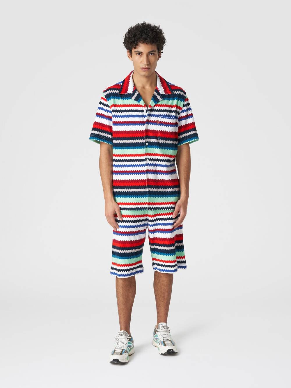 Missoni Camicia a maniche corte modello bowling in spugna zig zag Sconto
