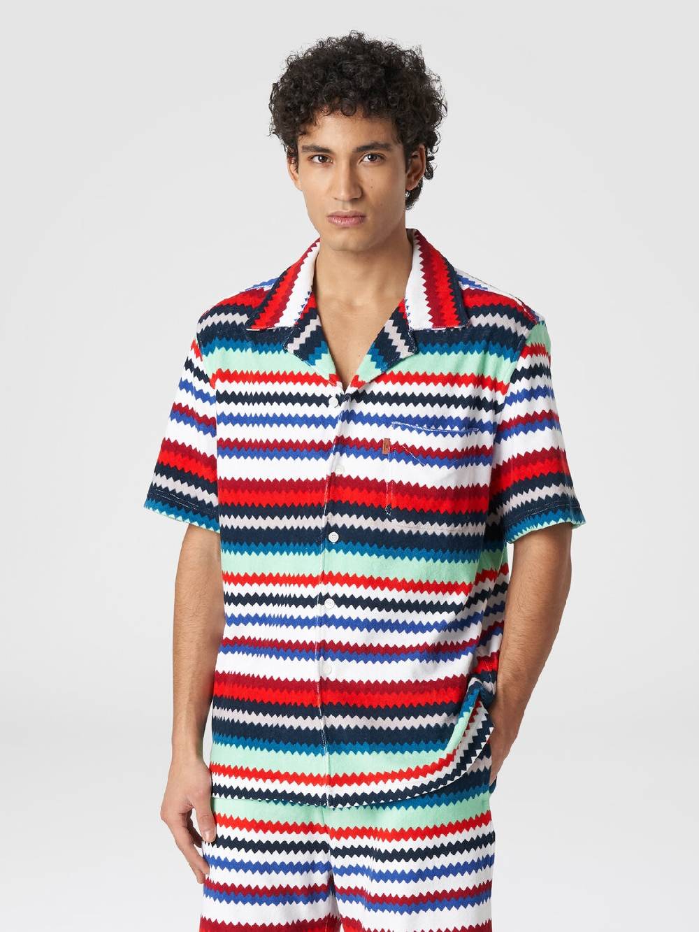 Missoni Camicia a maniche corte modello bowling in spugna zig zag Sconto