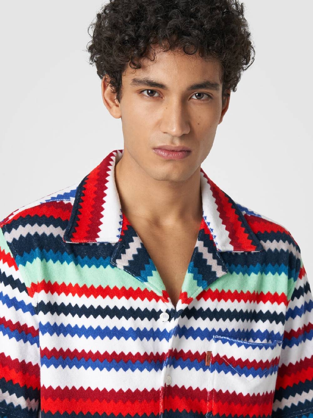 Missoni Camicia a maniche corte modello bowling in spugna zig zag Sconto