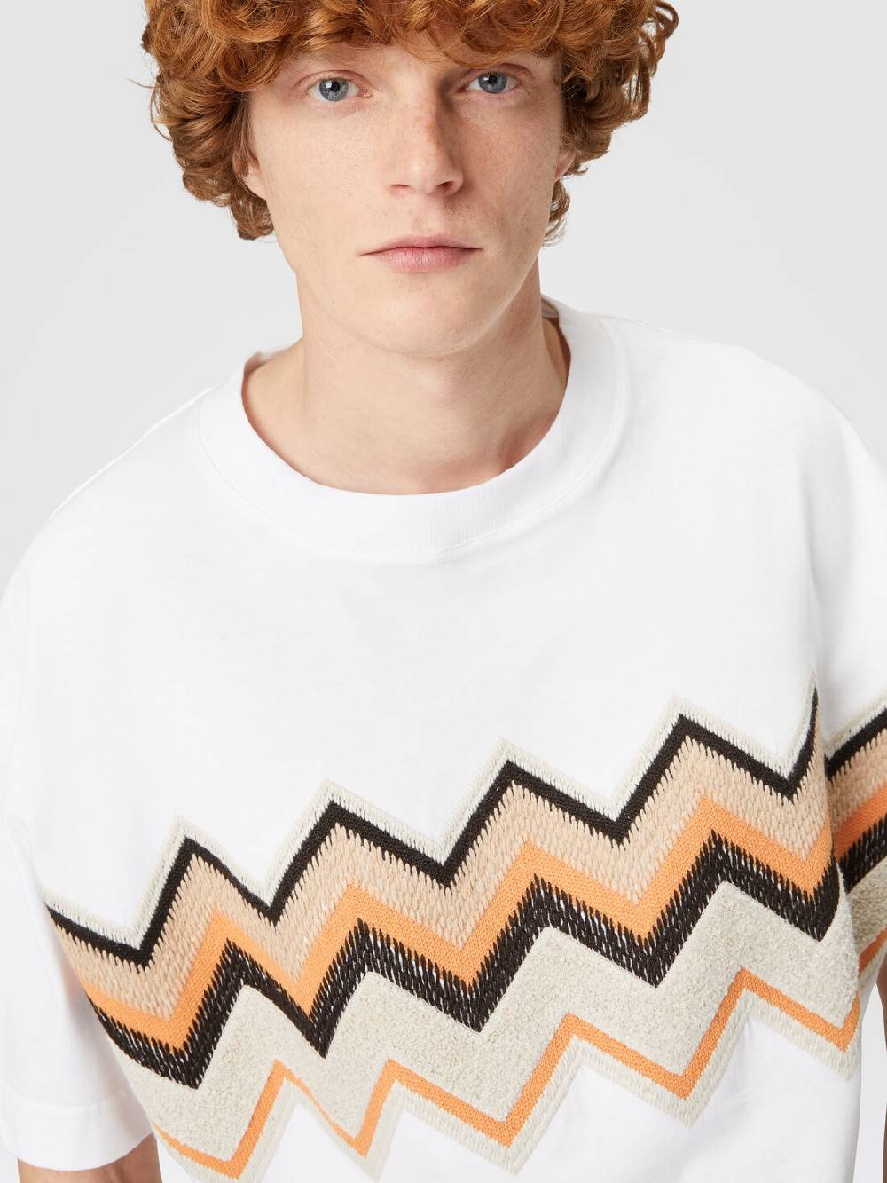 Missoni T-shirt in jersey di cotone con ricamo zig zag Online