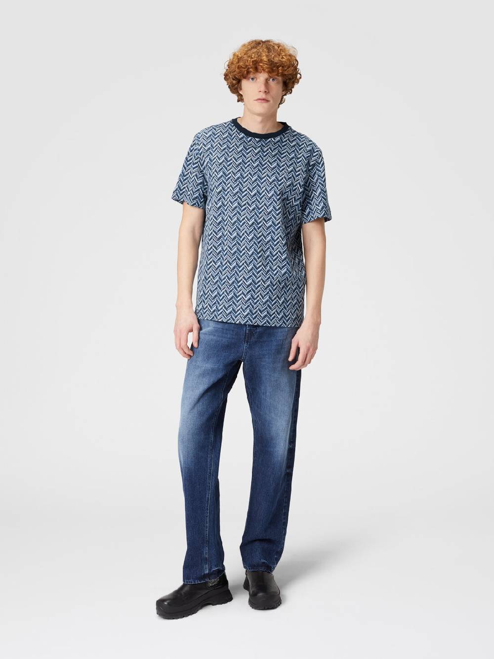 Missoni T-shirt in jersey di cotone jacquard zig zag