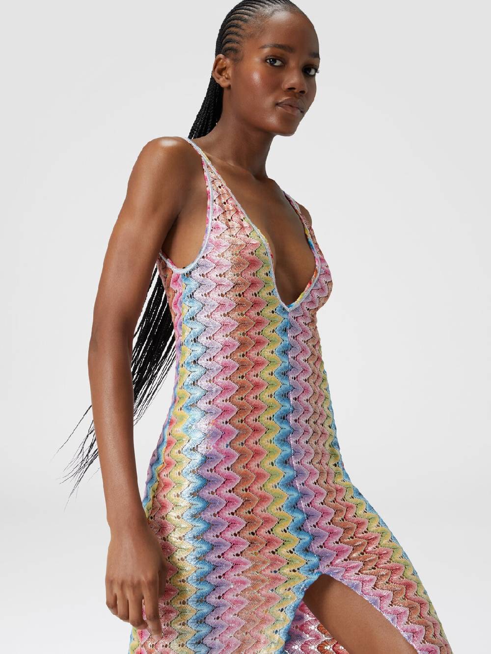 Missoni Abito copricostume lungo con scollatura a V e spacco Vendita Economica