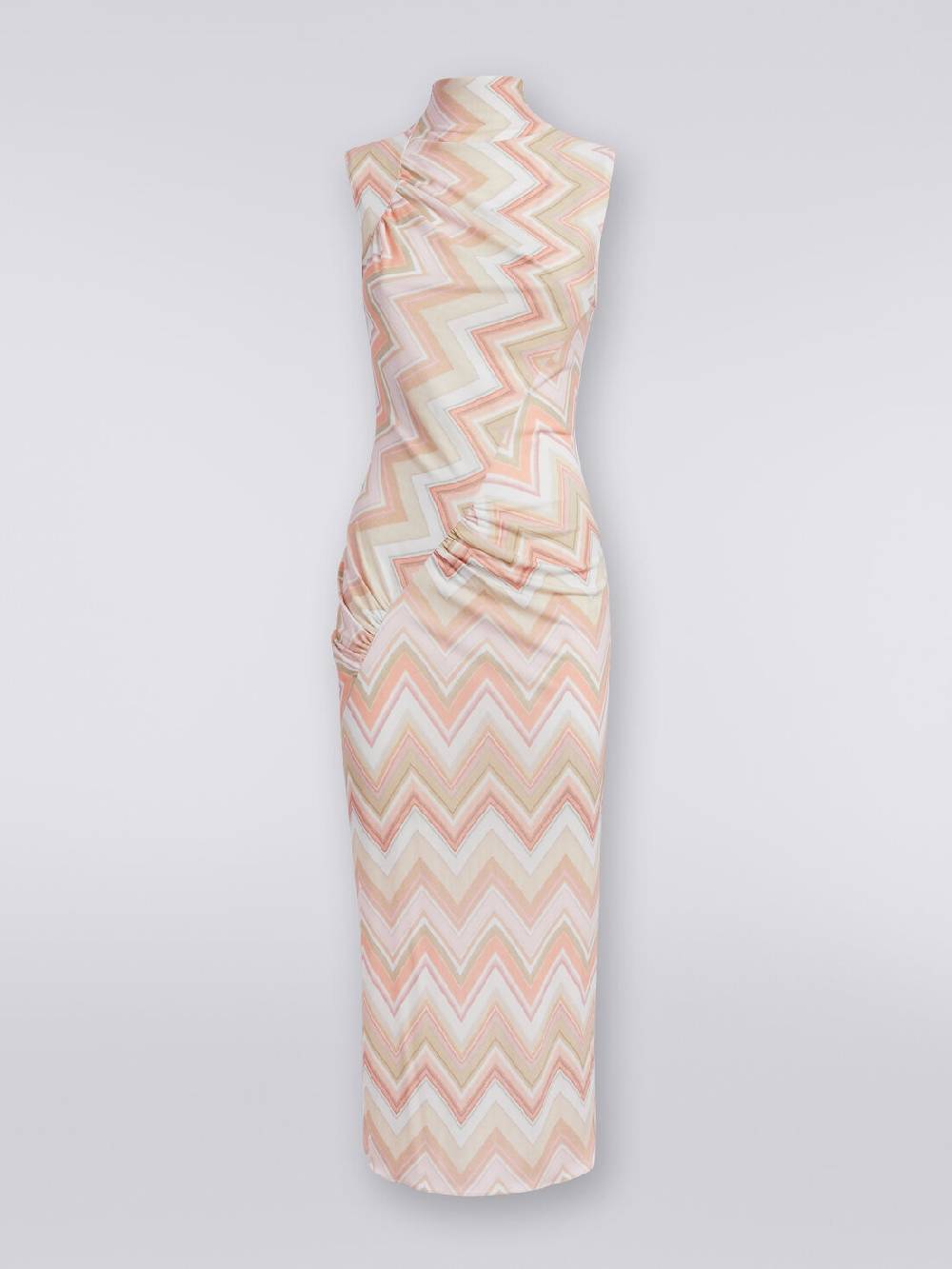 Missoni Abito longuette in viscosa zig zag con arricciature Nuova