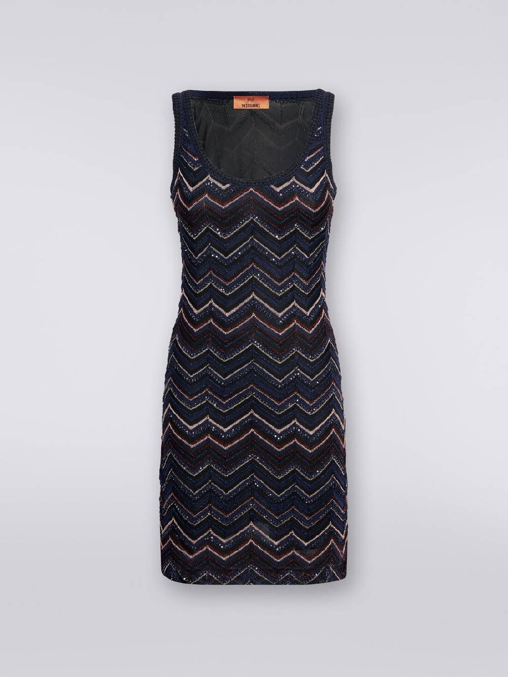 Missoni Mini-abito senza maniche in misto viscosa zig zag con paillettes 2025