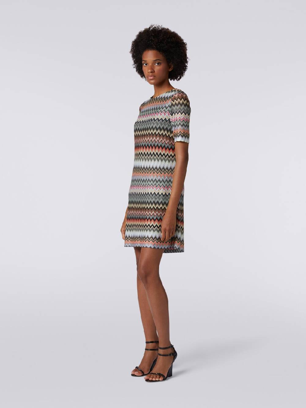 Missoni Abito a maniche corte in cotone e viscosa zig zag Italy