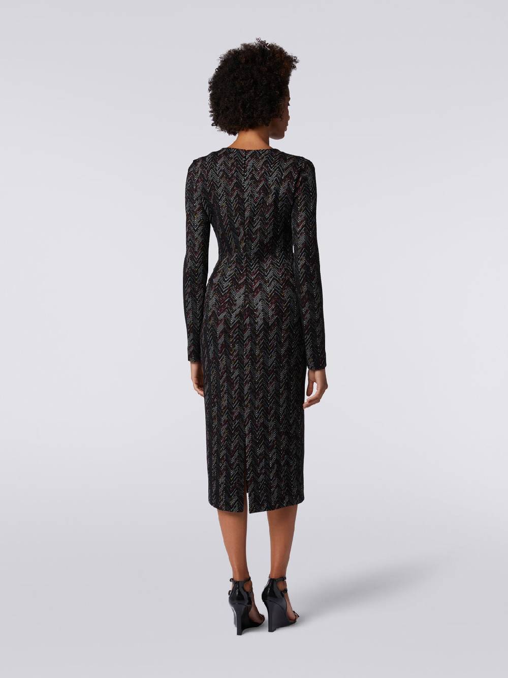 Missoni Abito lungo con scollatura a V in lana e viscosa zig zag 2025