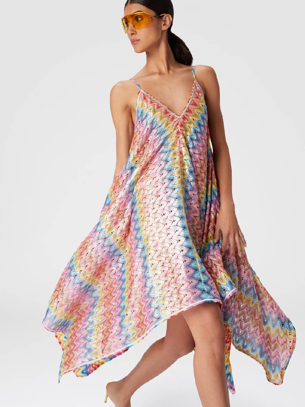 Missoni Abito copricostume a foulard in pizzo spalmato Nuovo