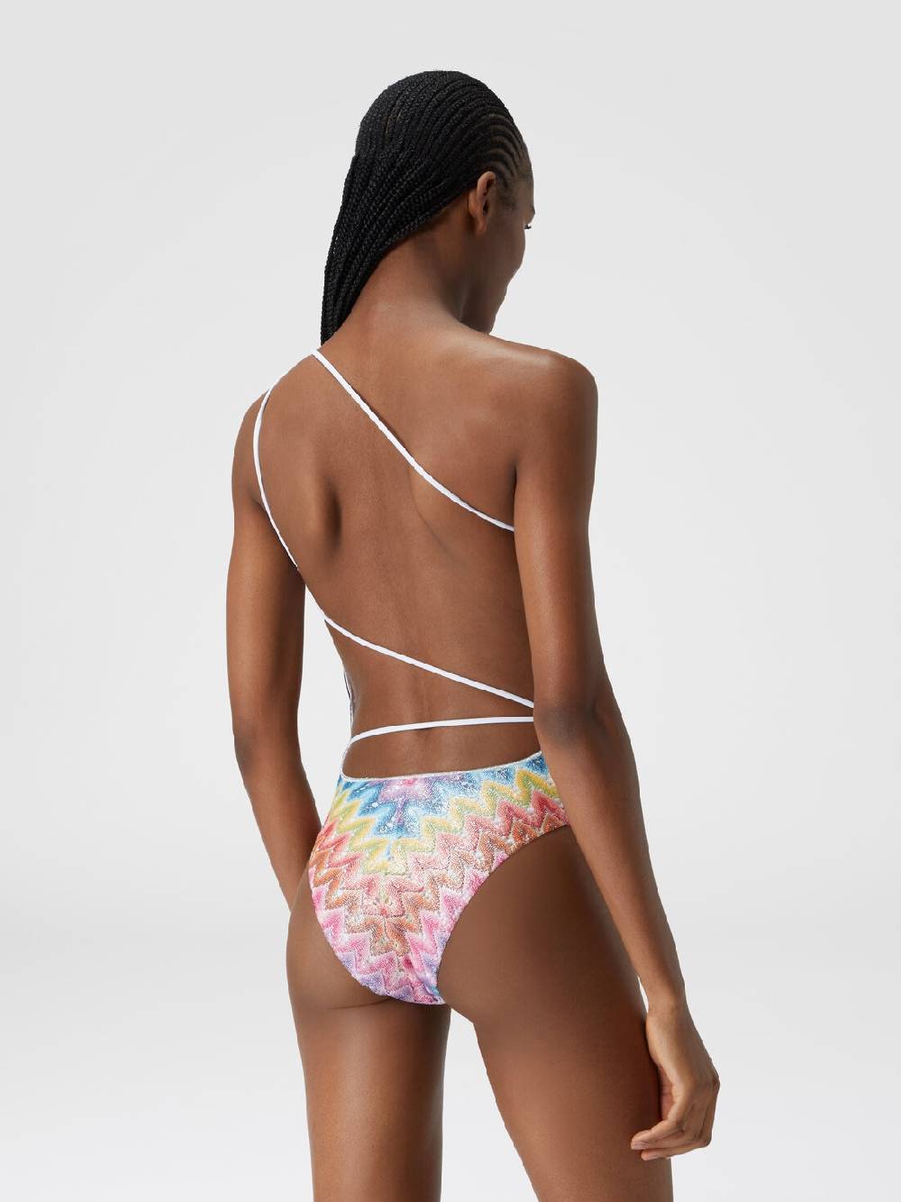 Missoni Costume intero monospalla in pizzo spalmato Spedizione Gratuita