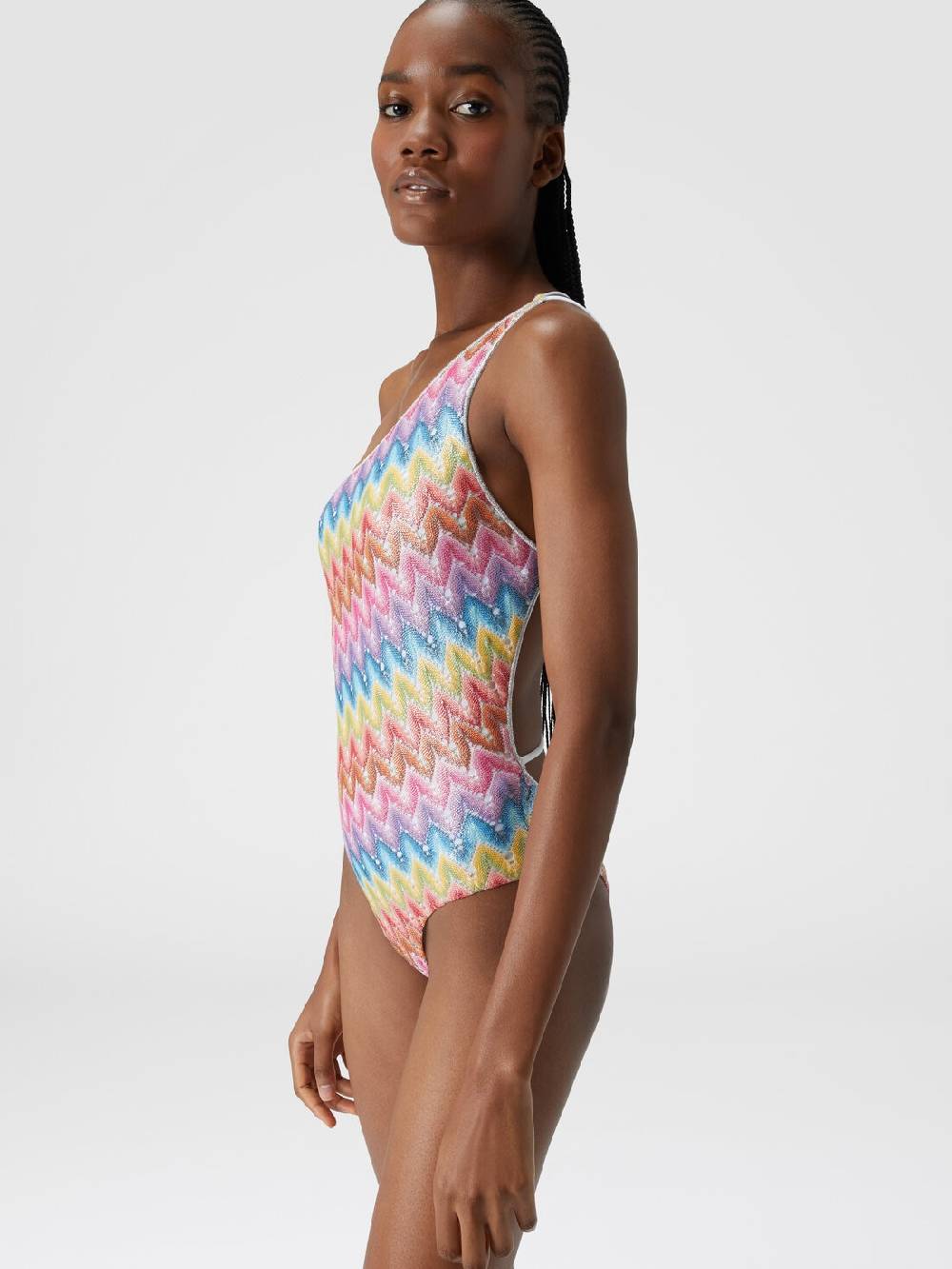 Missoni Costume intero monospalla in pizzo spalmato Spedizione Gratuita