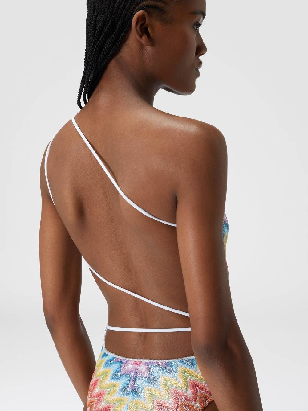Missoni Costume intero monospalla in pizzo spalmato Spedizione Gratuita