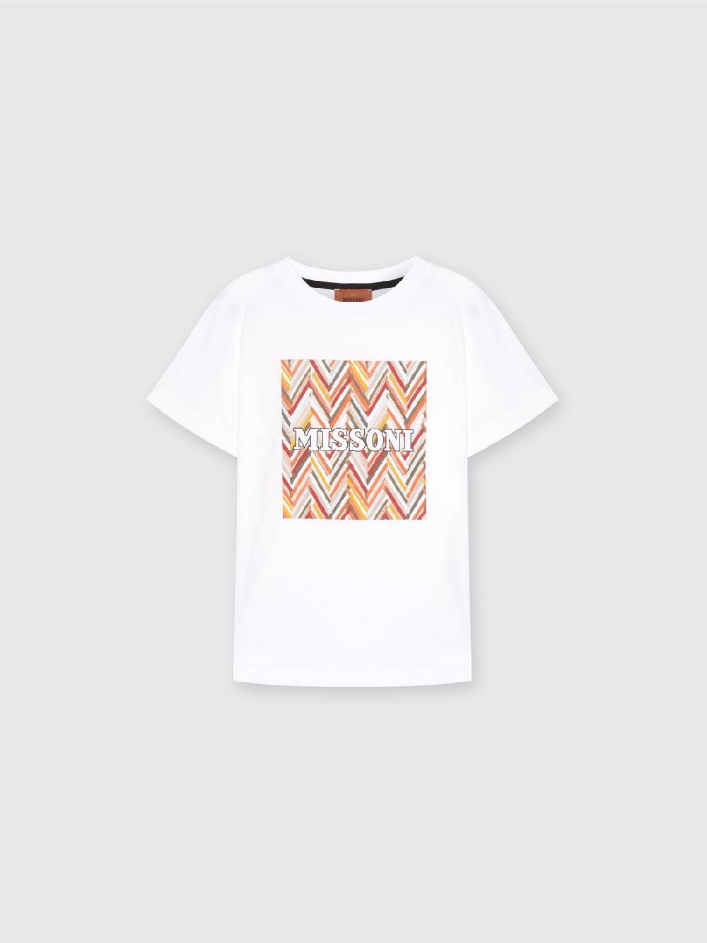 Missoni T-shirt in jersey di cotone con stampa chevron e logo