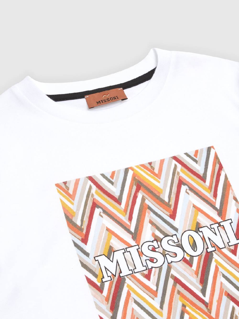 Missoni T-shirt in jersey di cotone con stampa chevron e logo Sottocosto