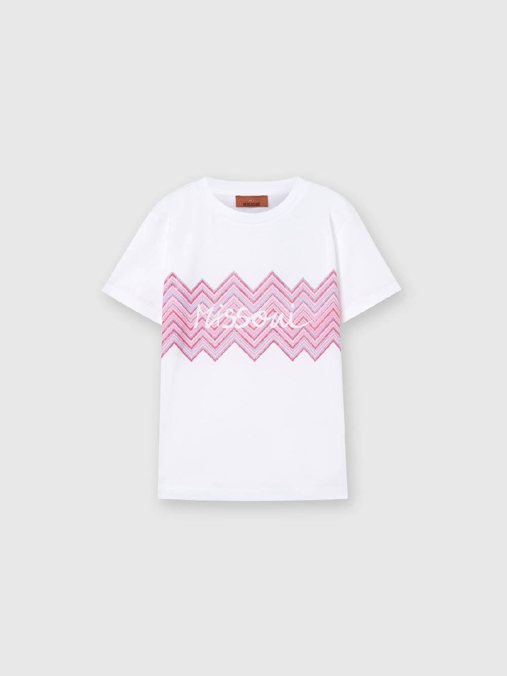 Missoni T-shirt in jersey di cotone con inserto chevron e logo Convenienza