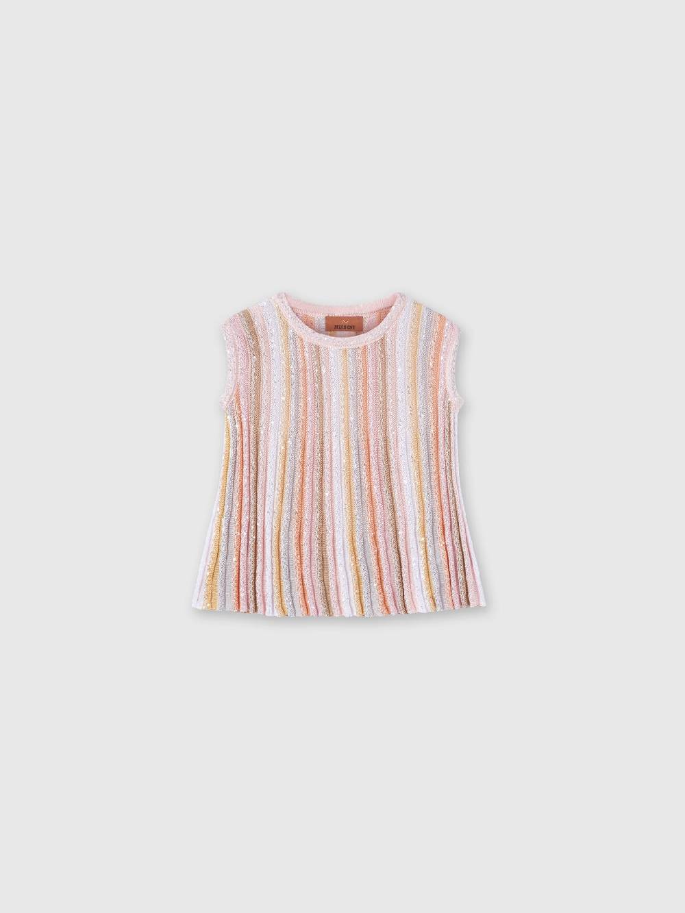 Missoni Top senza maniche in maglia di viscosa plissée con paillettes Economico