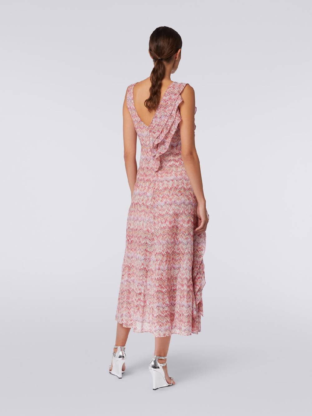 Missoni Abito midi motivo snake con balze e lurex Vendita Calda