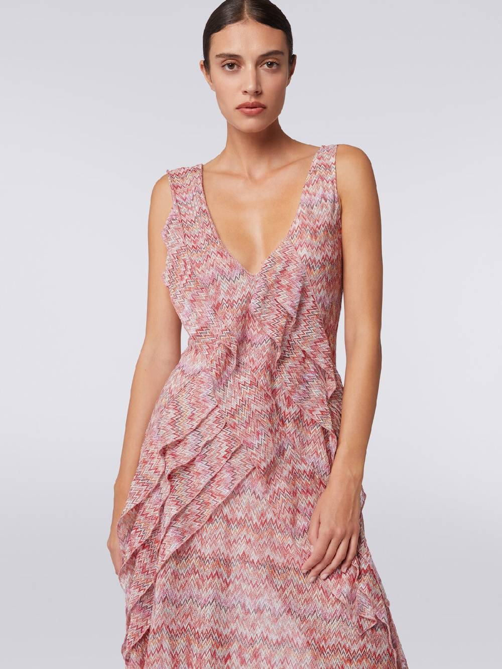 Missoni Abito midi motivo snake con balze e lurex Vendita Calda