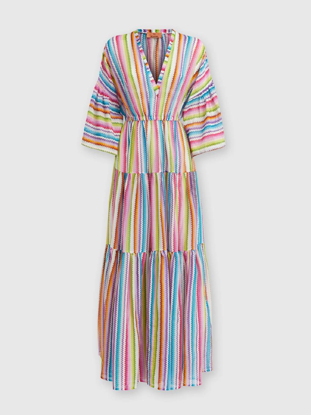 Missoni Abito copricostume lungo a balze stampa zig zag 2025