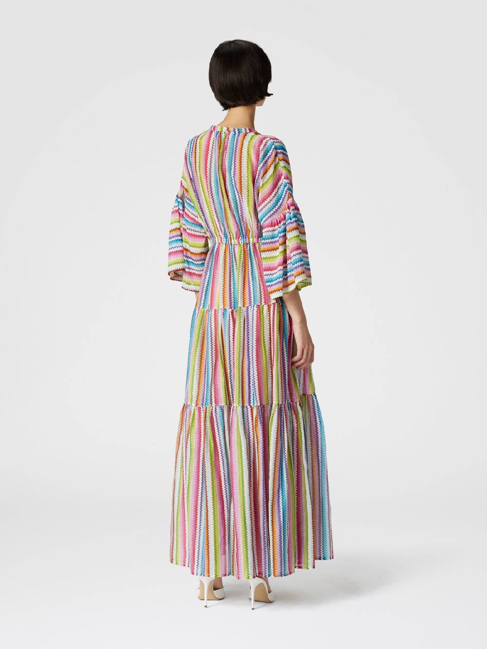 Missoni Abito copricostume lungo a balze stampa zig zag 2025