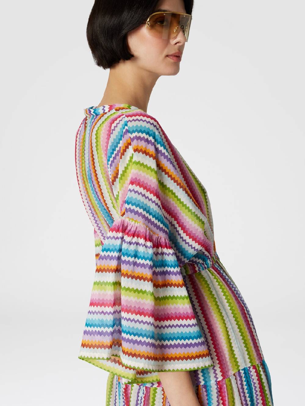 Missoni Abito copricostume lungo a balze stampa zig zag 2025