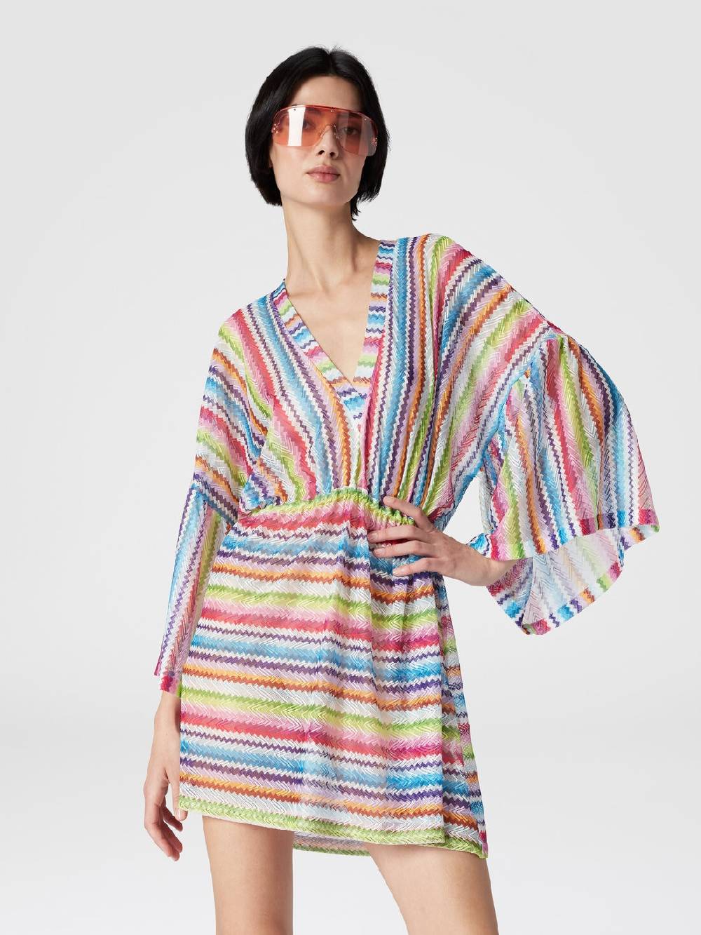 Missoni Caftano copricostume corto stampa zig zag Italy
