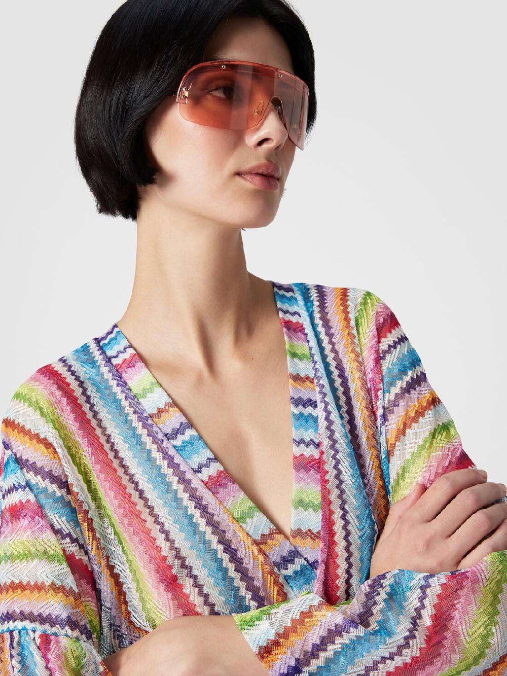 Missoni Caftano copricostume corto stampa zig zag Italy