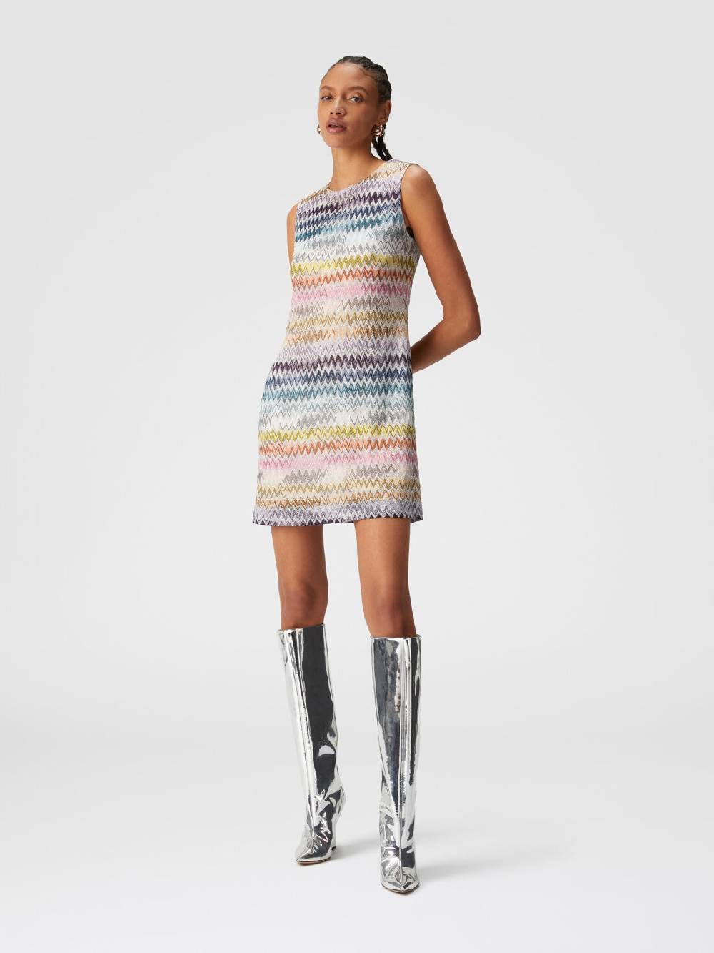 Missoni Mini-abito senza maniche in viscosa zig zag lamé 2025