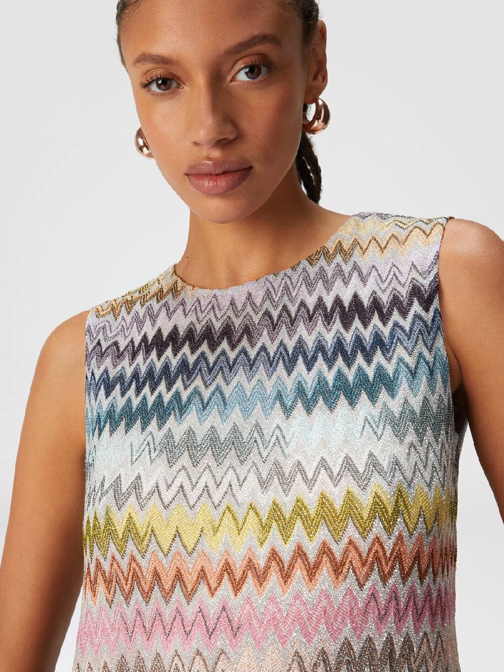 Missoni Mini-abito senza maniche in viscosa zig zag lamé 2025