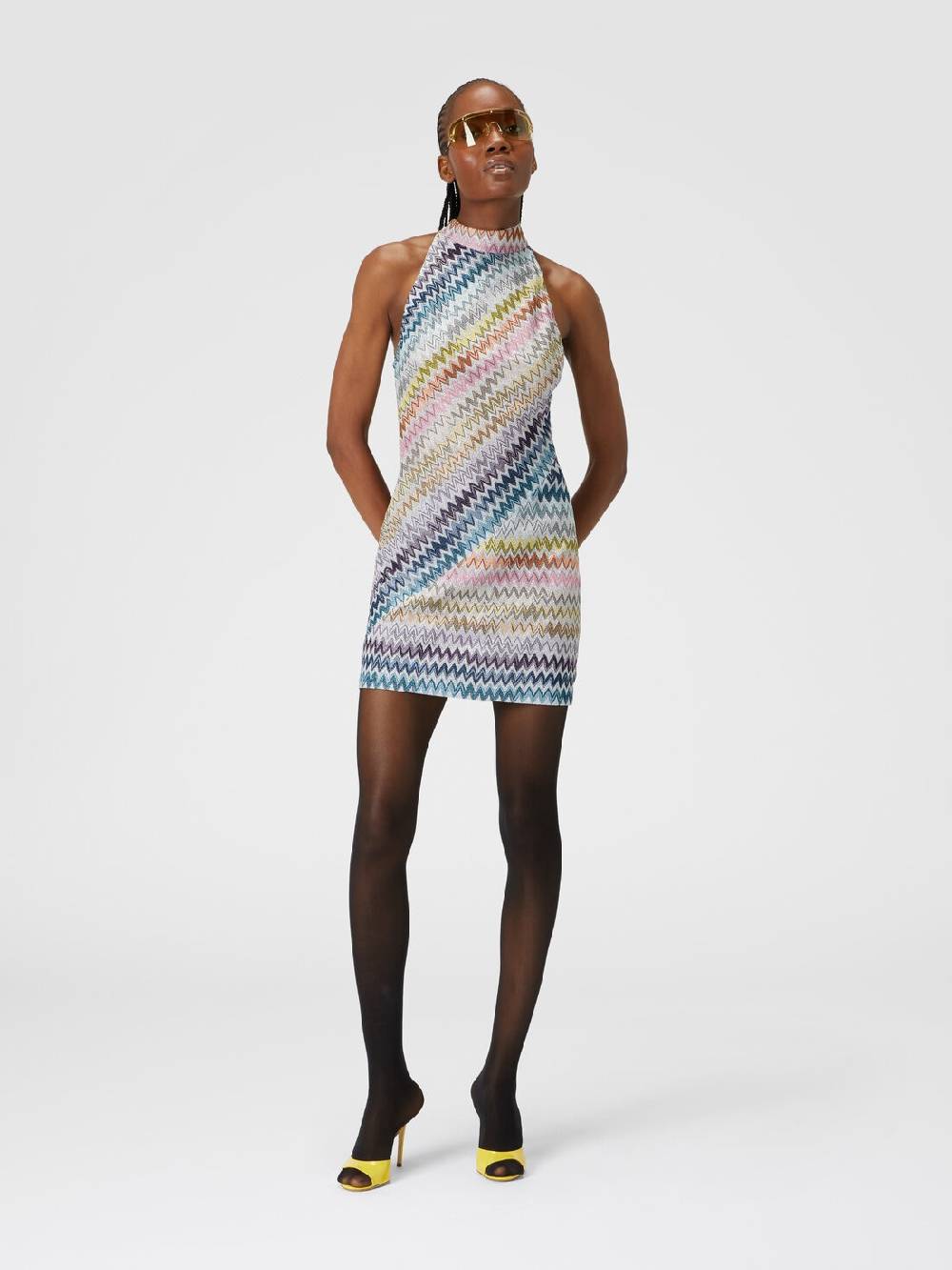 Missoni Mini-abito senza maniche in viscosa zig zag lamé In Linea