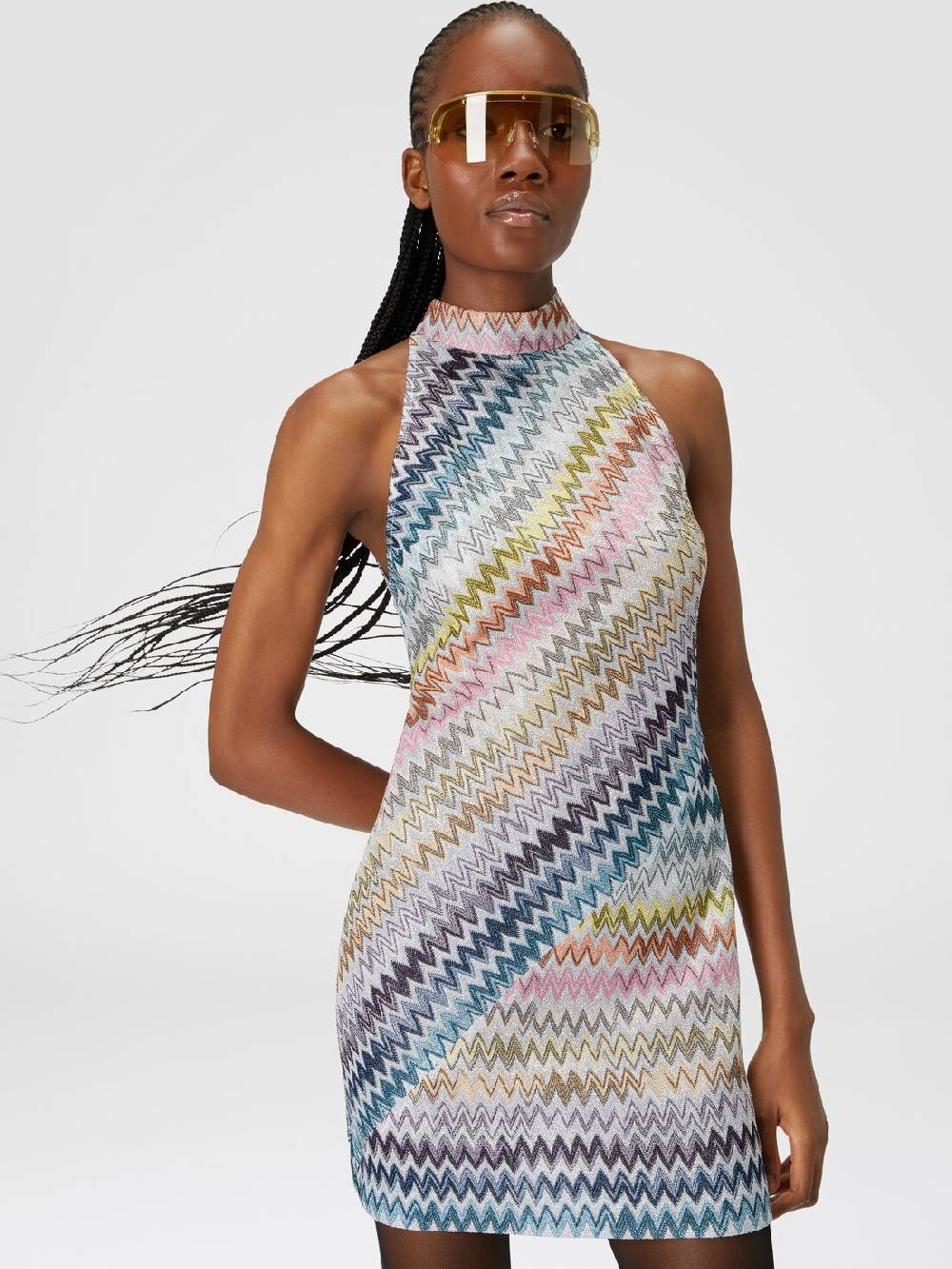 Missoni Mini-abito senza maniche in viscosa zig zag lamé In Linea